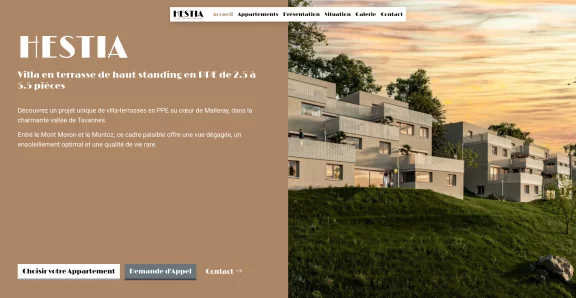 Page d'accueil du site de la promotion immobili&egrave;re Hestia